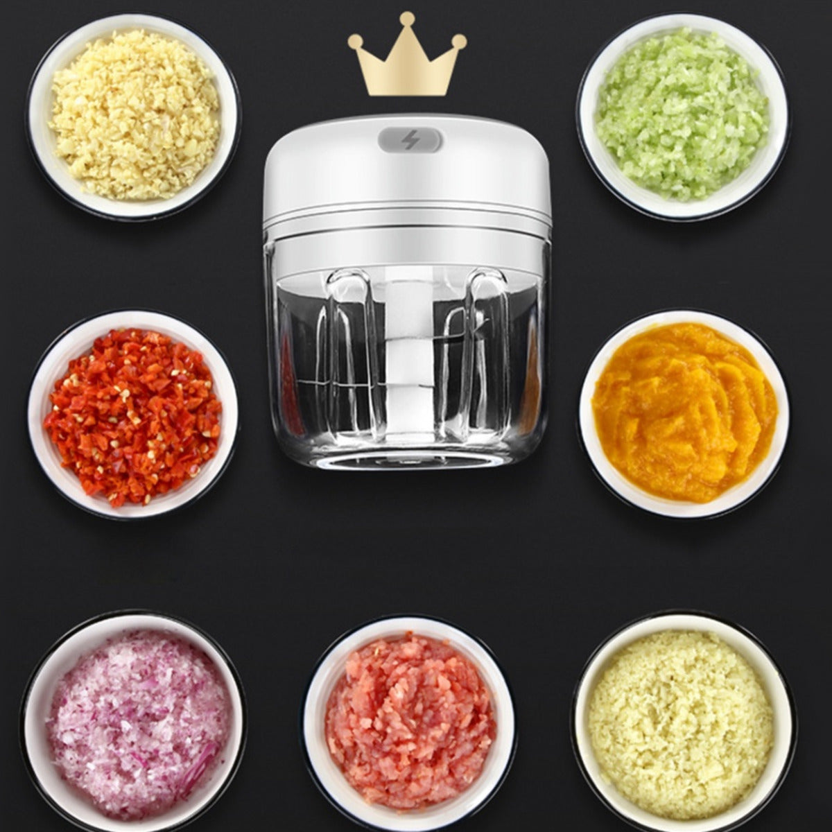 Mini Trituradoras Processador Elétrico de Alimentos Portátil com 3 Lâminas