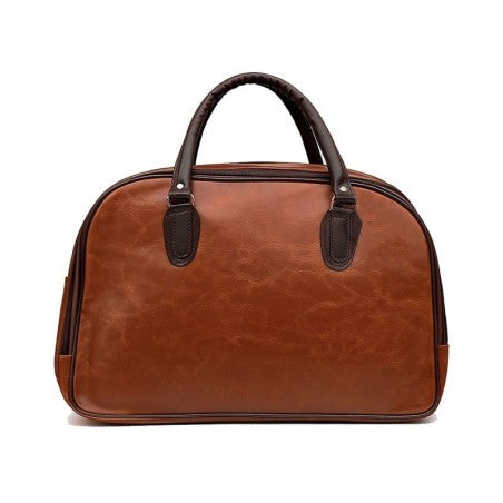 Mala De Viagem Clássica Couro Com Alça Fixa E Ajustável - MARRON