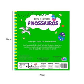 Livro De Colorir Infantil Dinossauros Com Aquarela 10 Cores