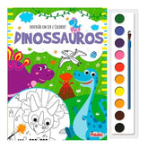 Livro De Colorir Infantil Dinossauros Com Aquarela 10 Cores