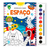 Livro De Colorir Infantil Espacial Com Aquarela 10 Cores