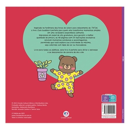 Livro De Colorir Cute Buddies Infantil 24 Ilustrações