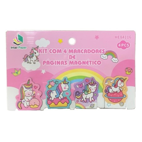 Marcador De Paginas Magnético 4 Peças Desenhos Variados