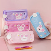 Estojo Infantil Feminino Ratinho Com 2 Compartimentos