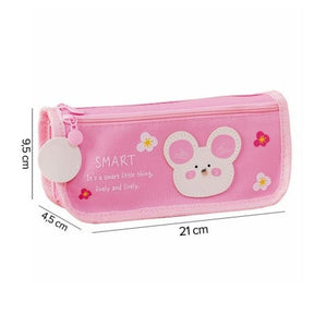 Estojo Infantil Feminino Ratinho Com 2 Compartimentos