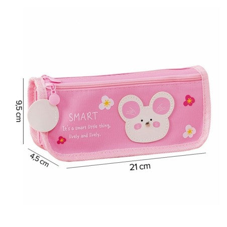 Estojo Infantil Feminino Ratinho Com 2 Compartimentos