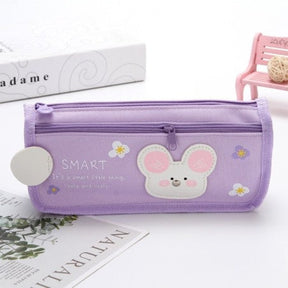 Estojo Infantil Feminino Ratinho Com 2 Compartimentos