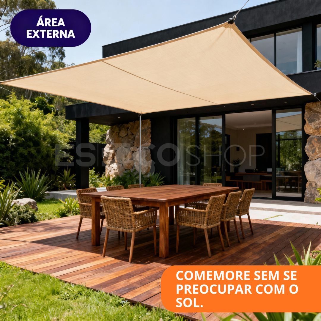 Toldo Portátil Impermeável Flexível e Resistente Com Proteção UV + Kit de Cordas