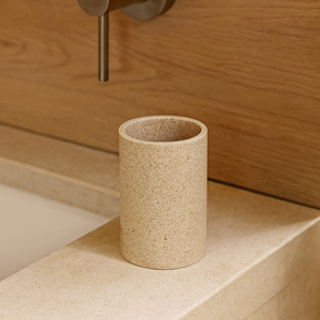 Copo Porta Escova em Poliresina Bege