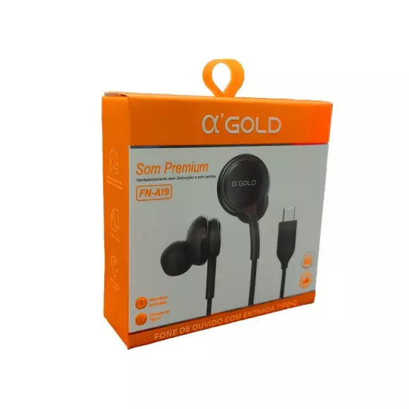 FONE DE OUVIDO COM FIO TIPO C AGOLD FNA19