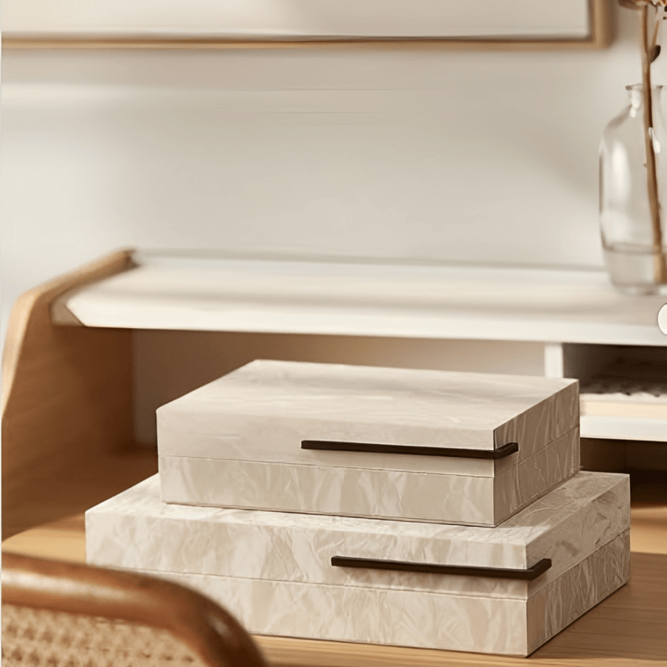 Caixa em MDF Revestido em PU Cinza 24cm P