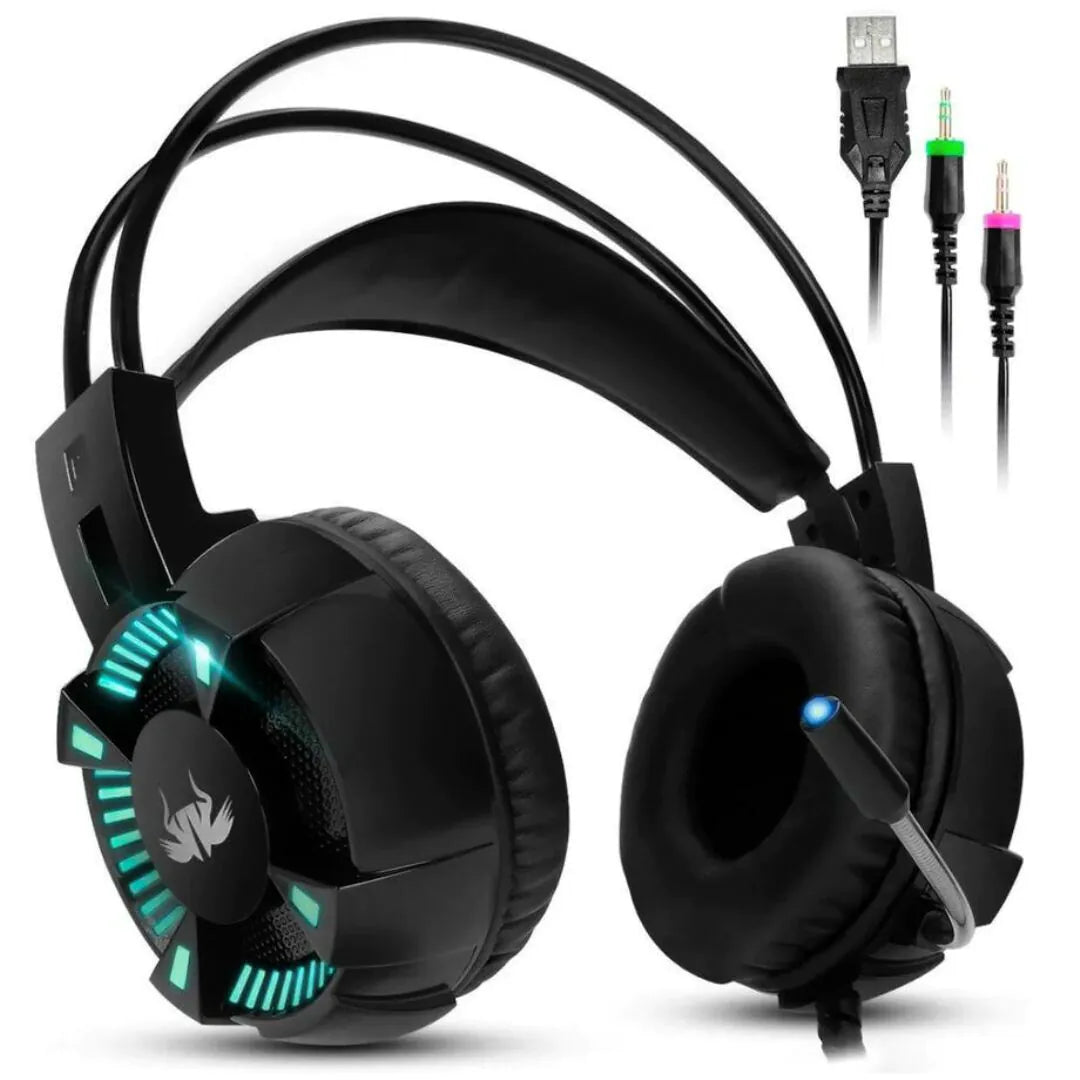 Headset Gamer 7.1 com Microfone e LED Conexão 2 P2 KNUP - KP-464