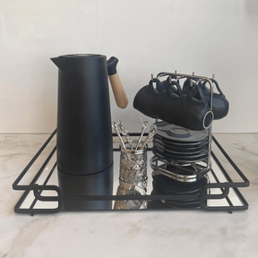 Garrafa Térmica Nórdica com Cabo de Madeira Preta 1 Litro