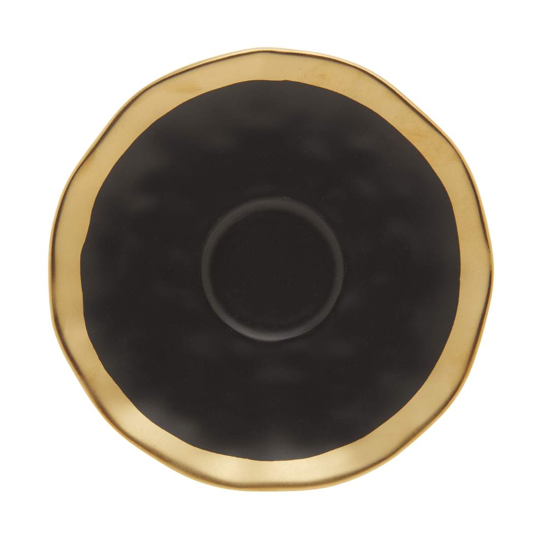 Xícara de Café com Pires em Porcelana Dubai Preto e Dourado 90ml