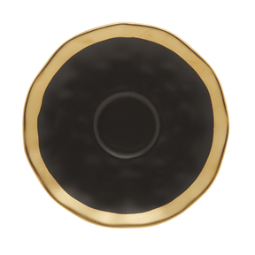 Xícara de Café com Pires em Porcelana Dubai Preto e Dourado 90ml